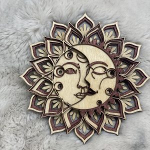 Sun & moon mandala 8”x8” 5 layers